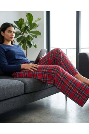Kadın Pamuklu Lastikli Bel Pijama Altı Soft Örme Mevsimlik Ev Pantolonu Rahat