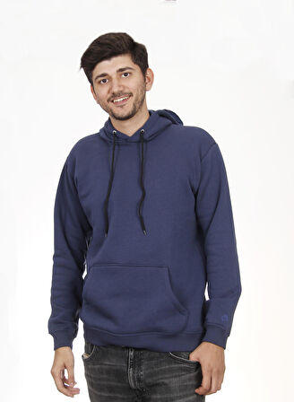 Unisex Kapşonlu İndigo Sweatshirt