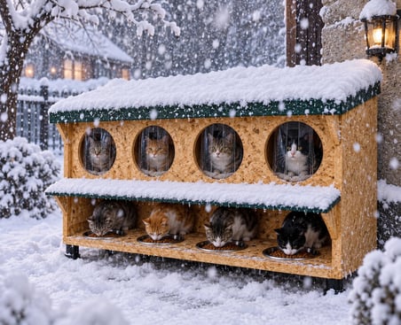 Kedi evi kedi yuvası kedi mamalık ve su istasyonu