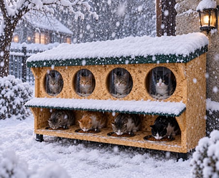 Kedi evi kedi yuvası kedi mamalık ve su istasyonu