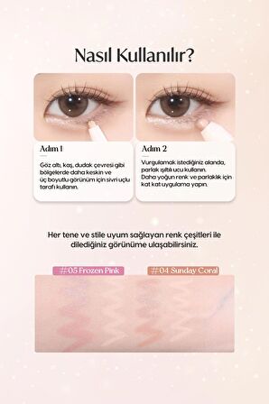 Çift Taraflı Kapatıcı ve Işıltılı Kalem Far Peripera Sugar Twinkle Duo Eye Stick (04 Sunday Coral)