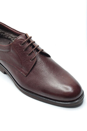 Kahverengi Hakiki Deri İçi Hakiki Kürklü Hafif Eva Tabanlı Kışlık Klasik Erkek Ayakkabı