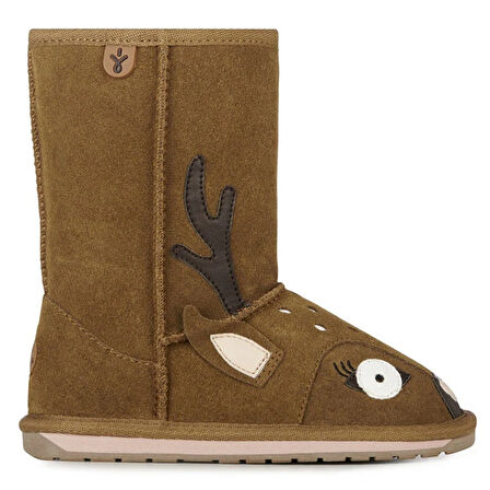 EMU Australia Leather Deer Walker Girl's Boot Kız Çocuk Koyun Derisi Koyun Kürkü Bot Kahverengi