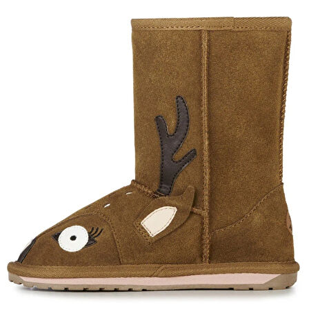 EMU Australia Leather Deer Walker Girl's Boot Kız Çocuk Koyun Derisi Koyun Kürkü Bot Kahverengi