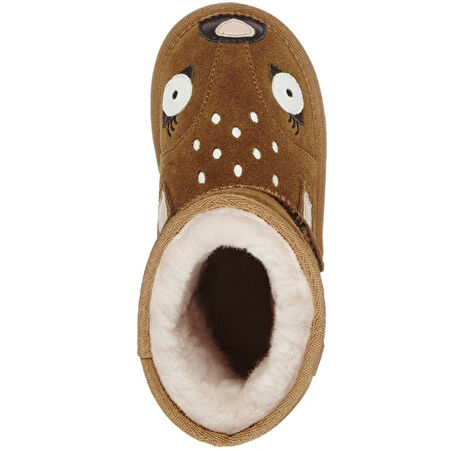 EMU Australia Leather Deer Walker Girl's Boot Kız Çocuk Koyun Derisi Koyun Kürkü Bot Kahverengi