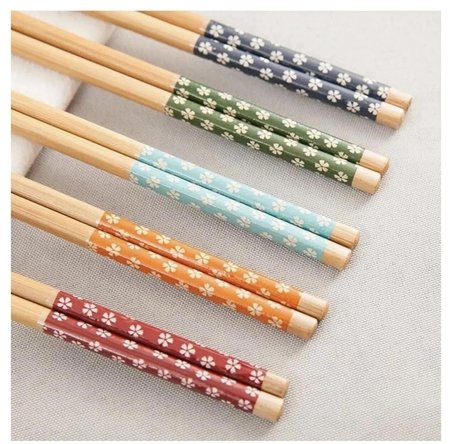 5 çift desenli yıkanabilir doğal bambu yemek çubuğu chopstick