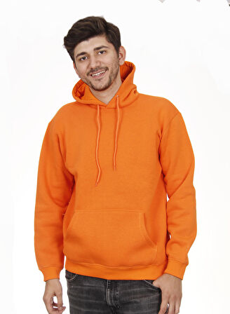 Unisex Kapşonlu Turuncu Sweatshirt