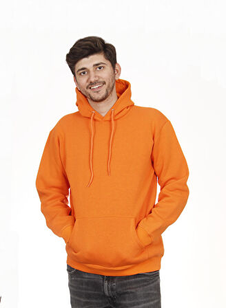 Unisex Kapşonlu Turuncu Sweatshirt