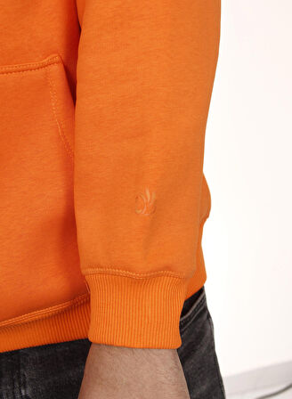 Unisex Kapşonlu Turuncu Sweatshirt