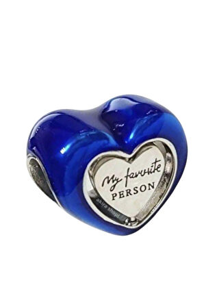 Favorim Sensin Hareketli Mavi Kalp Charm | 925 Ayar Gümüş