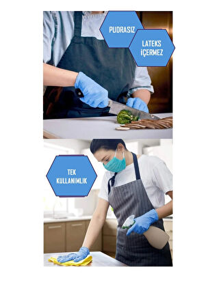 Çok amaçlı - Nitril Eldiven Pudrasız Mavi Renk ----- L Beden ----- Gıdaya Uygun --- 100 adet/paket