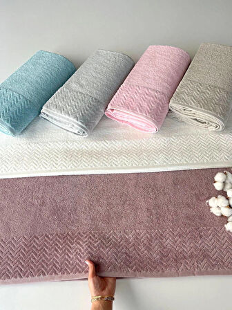 MYSOFT 90X150 ZİKZAK BANYO HAVLUSU-KREM