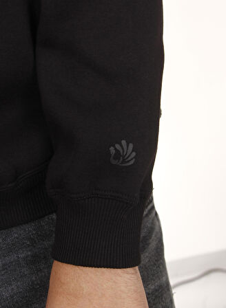 Unisex Kapşonlu Siyah Sweatshirt
