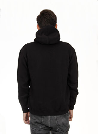 Unisex Kapşonlu Siyah Sweatshirt