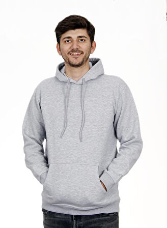 Unisex Kapşonlu Gri Sweatshirt