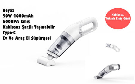 Araç süpürgesi kablosuz yüksek emiş güçlü El süpürgesi Type-C Ev Araba Süpürge