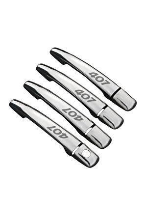 Peugeot 407 2004-2010 Model Arası Yazılı Krom Kapı Kolu 4 Kapı 8 Parça Paslanmaz Çelık