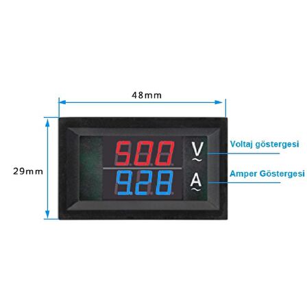 Yate10 Dijital Trafolu Volt-Ampermetre 50-500V 0-10Amper