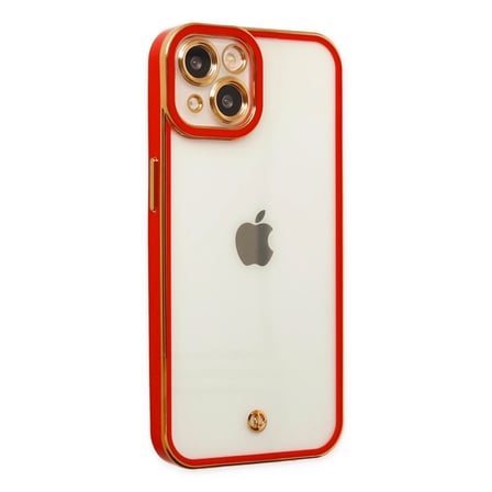 Apple iPhone 14 Plus Kılıf Liva Lens Silikon - Kırmızı