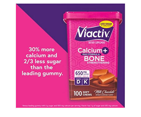 Viactiv Kalsiyum + Bone 650 mg 100 Soft Chews