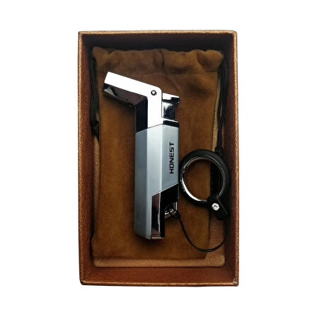 Honest Gümüş Tek Torch Pürmüz Puro Çakmağı
