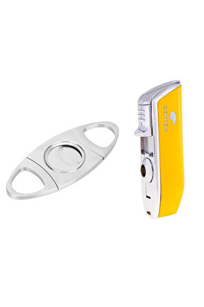 Cohiba Sarı Üç Torch Pürmüz Çakmak Ve Metal Kesici Set