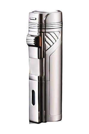Promise 4 Torch Pürmüz Gümüş Dahili Delicili Metal Puro Çakmağı