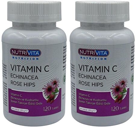 Vitamin C Vitamini Echinacea 2x120 Tablet Ekinezya Kuşburnu Ekstresi