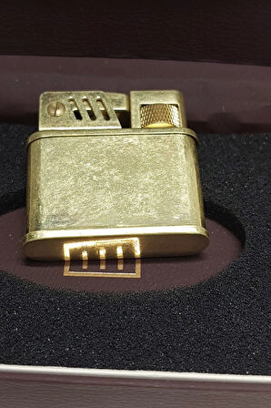 PremiumQuality Fırçalı Gold Metal Soft Flame Çakmak