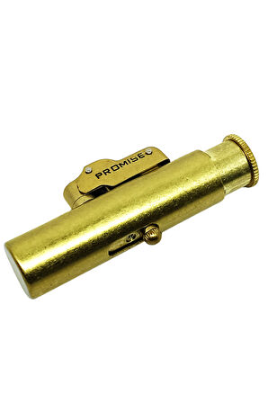 Promise Fırçalı Gold Yandan Basmalı Tek Alevli Benzinli Çakmak