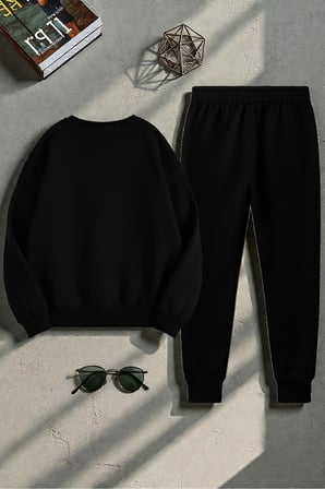 Unisex Today is The Perfect Tasarım Basklı Bisiklet Yaka Sweatshirt - 2'li Eşofman Takımı