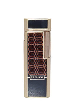 Promise Twiggy Siyah Gold İşlemeli Metal Soft Flame Çakmak