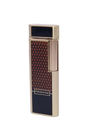 Promise Twiggy Siyah Gold İşlemeli Metal Soft Flame Çakmak