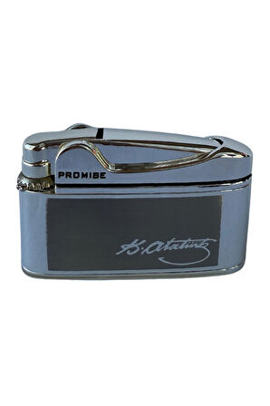 Promise Soft Flame Gümüş Atatürk İmzalı Metal Çakmak