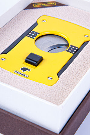 Cohiba Sarı Siyah Kelebek Dizayn Metal Puro Makası Kesici