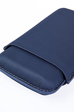 Cohiba Lacivert Deri Üçlü Puro Kılıfı