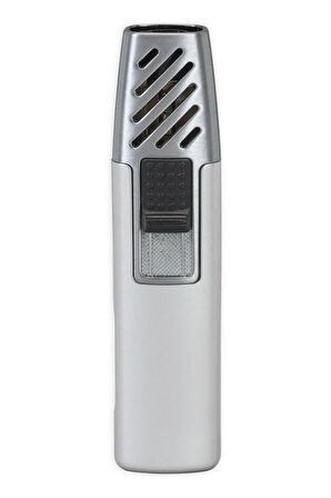 PremiumQuality Gümüş-Gunmetal Tek Torch Pürmüz Metal Puro Çakmağı