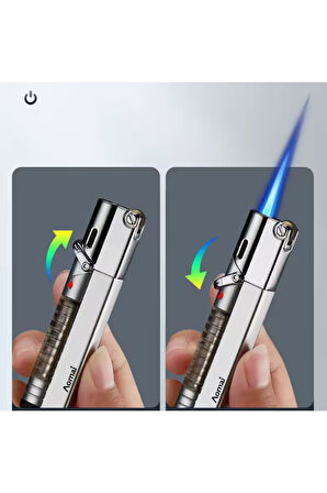 PremiumQuality Tek Torch Pürmüz Gümüş Puro Çakmağı