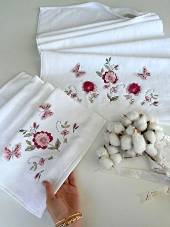 SARRA KADİFE 3D NAKIŞLI ANALI KIZLI 2'Lİ TAKIM - AKASYA GRİ