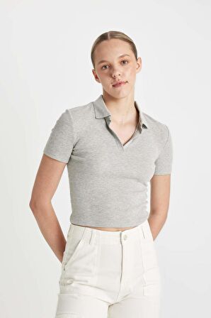 DeFacto Fitted Polo Yaka Fitilli Kaşkorse Kısa Kollu Tişört A0379AX24SMGR256