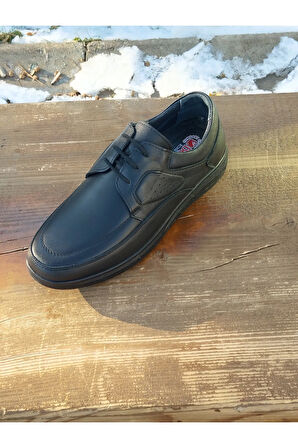 Erkek Kışlık Kundura Hakiki Deri  Kauççuk Taban Otobetik ve Bağcıklı