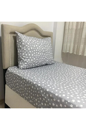 Tek Kişilik Ara Beden Lastikli Çarşaf Takımı 120x200 Yıldız Desen