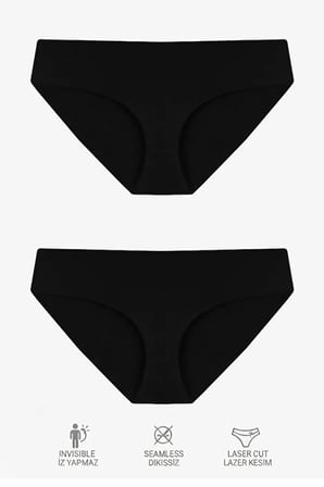 2'li Kadın Dikişsiz Lazer Kesim Bikini Külot – İz Yapmaz, No Show Rahat İç Çamaşırı - 301