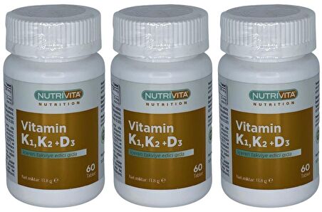 Vitamin K1 Vitamin K2 Vitamin D3 Vitamini 3x60 Tablet