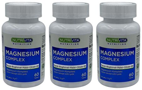 Magnesium Complex 3x60 Tablet Magnezyum Kompleks Taurat Bisglisinat Malat Sitrat Vitamin B6