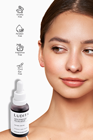 Ludita Yenileyici Cilt Tonu Eşitleyici Yüz Peeling Kırmızı Serum (%20 AHA ve %2 BHA)