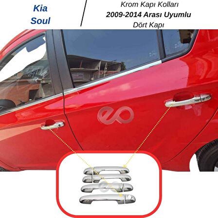 Kia Soul Krom Kapı Kolu 4 Kapı 2009-2014 Arası Uyumlu P. Çelik