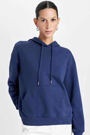 DeFacto Relax Fit Kapüşonlu Kalını Basic Sweatshirt W1240AZ24WNNV42