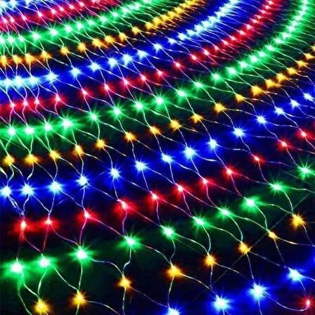 Evyora® 1x2 Metre Dekoratif File Ağ Perde 192 LED 8 Animasyonlu Farklı Işık Modu RGB Fişli