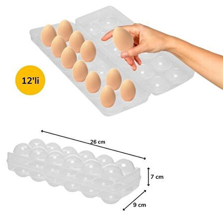 PratikAI 12'li Şeffaf Kapaklı Kilitli Yumurta Saklama Kabı - Hijyenik & Dayanıklı